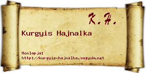 Kurgyis Hajnalka névjegykártya